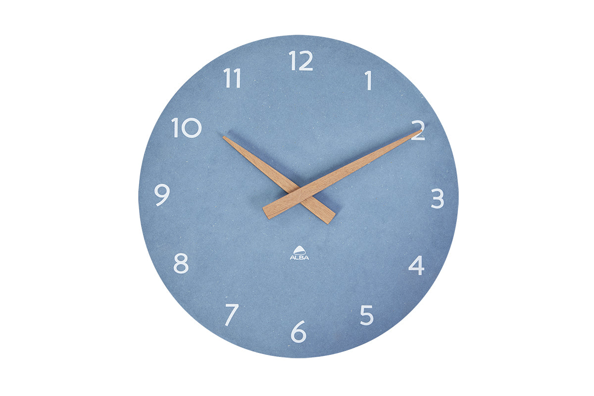 Alba Wooden Wall Clock – Blue, 12"