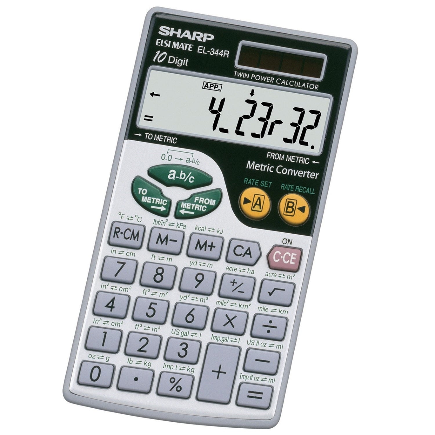 10-Digit Handheld Calculator with Metric Conversion Function
