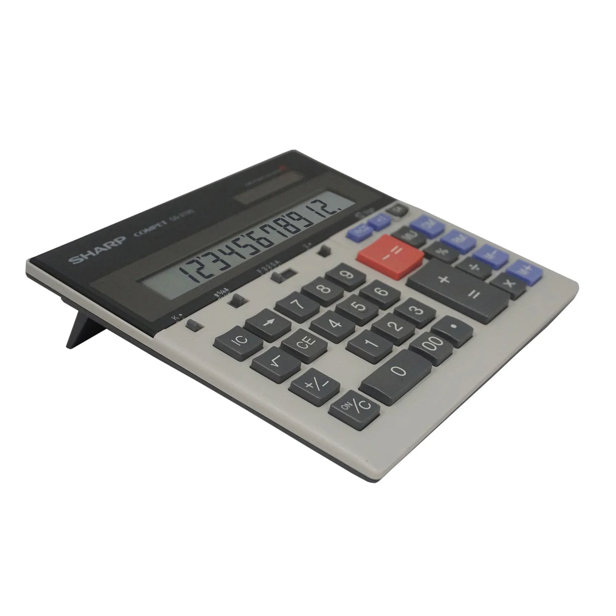 12-digit commercial desktop calculator with kickstand, large display and color-coded keys
