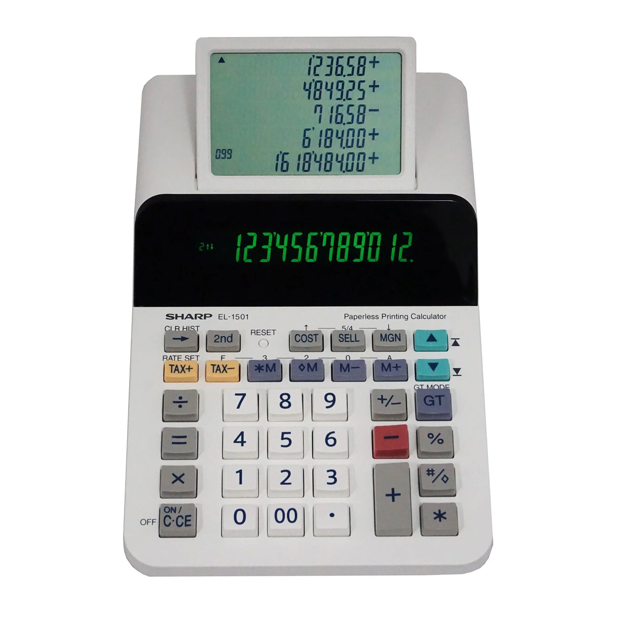 12-digit paperless printing calculator with large display and numeric keypad