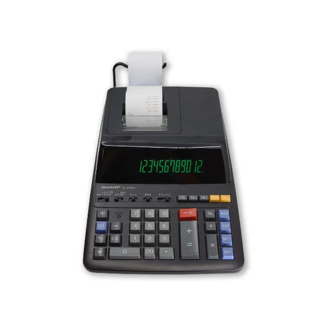 12-digit printing calculator with large display and paper roll for office financial tasks