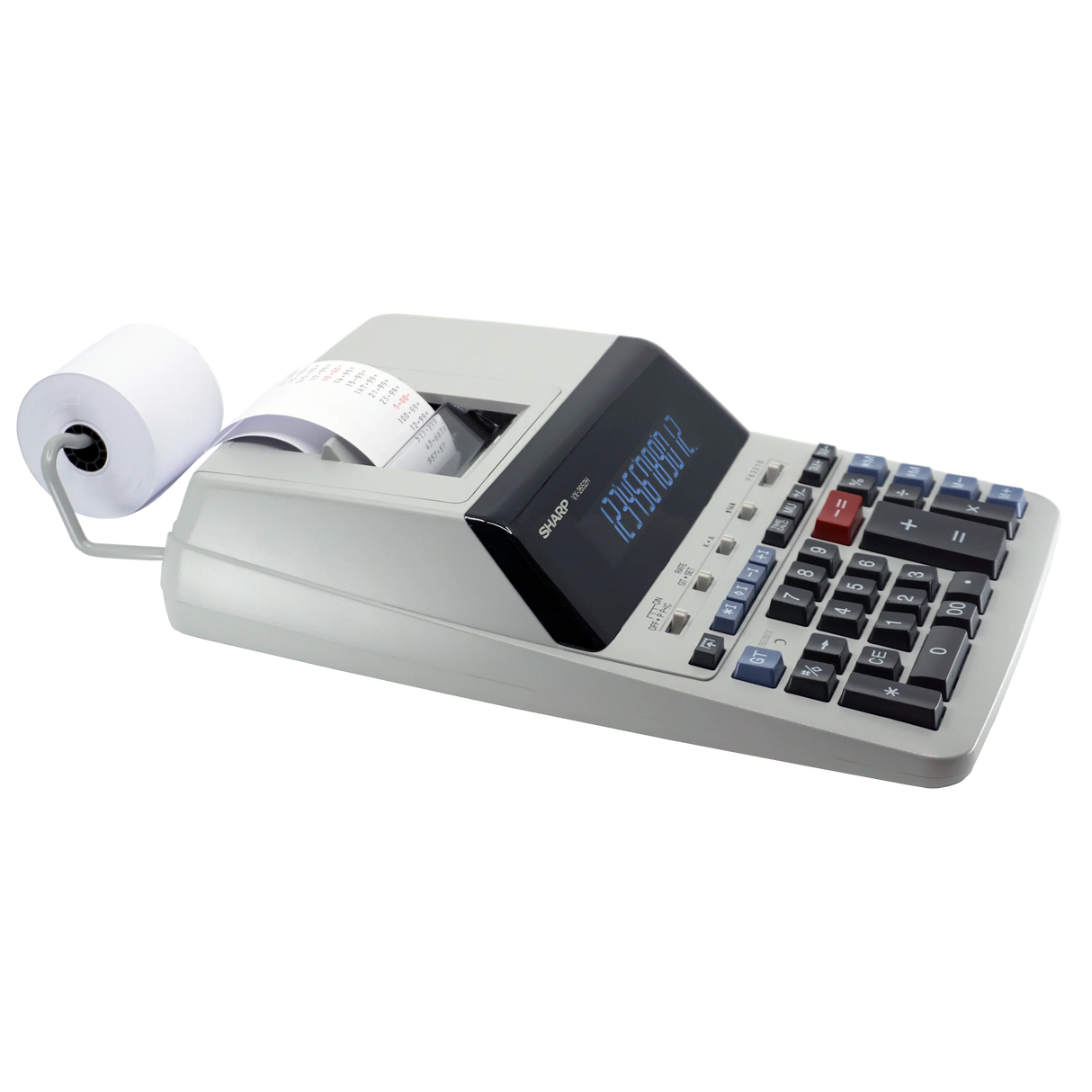 12-digit heavy duty printing calculator with paper roll and angled numeric keypad
