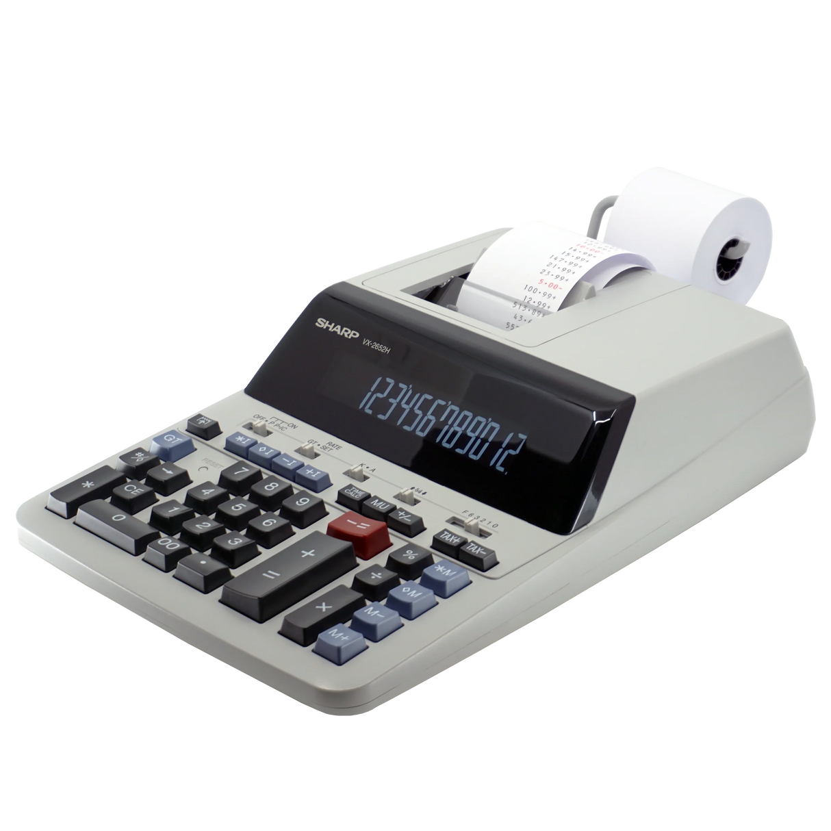 12-digit heavy duty printing calculator with paper roll and large numeric keypad