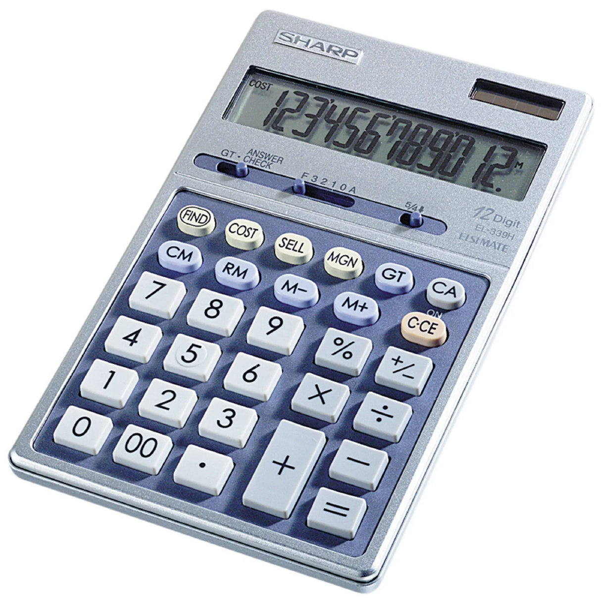 12-digit large desktop calculator with solar panel and business function keys
