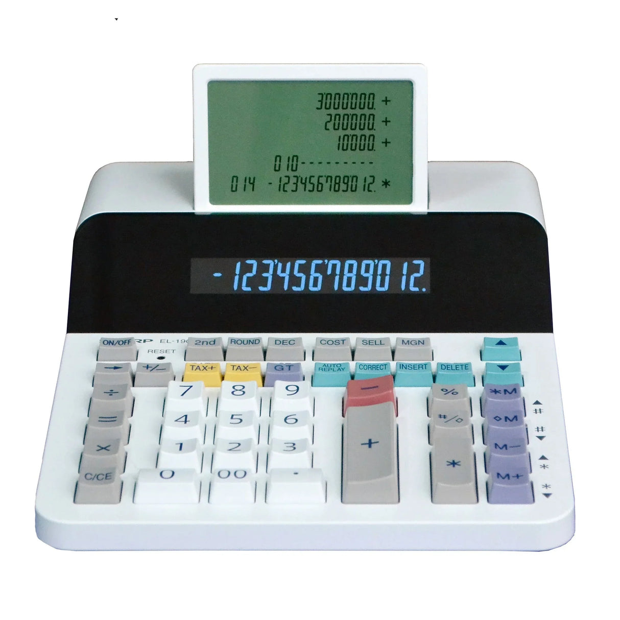 12-digit paperless printing calculator with dual display and advanced function keys