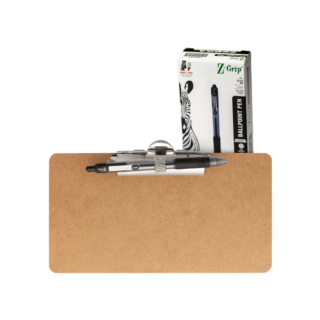 12-Pack 5-inch x 9-inch Memo Clipboard with Low Profile Metal Side Clip & Zebra Pen