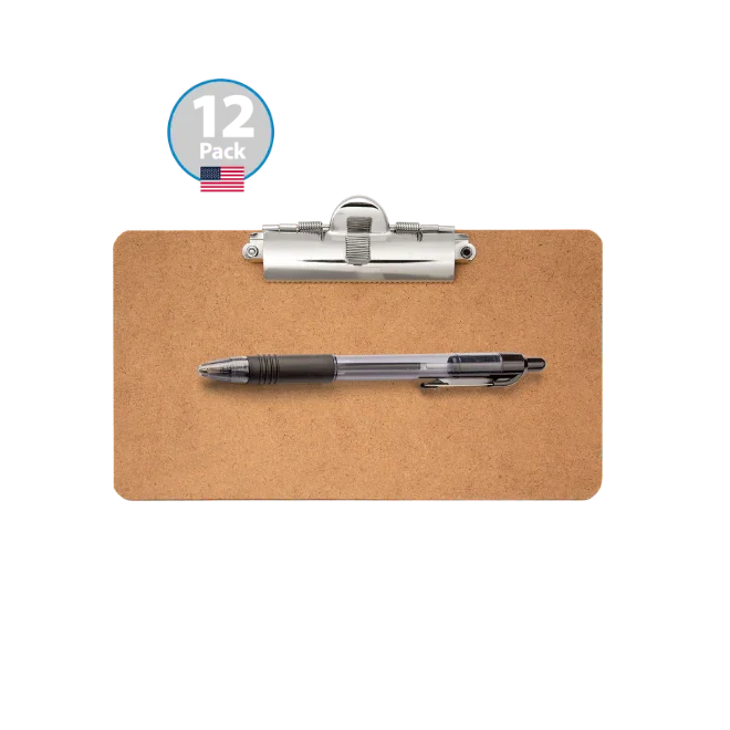 12-Pack 5-inch x 9-inch Memo Clipboard with Low Profile Metal Side Clip & Zebra Pen