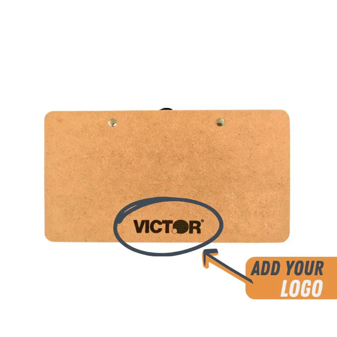 Blank brown clipboard with metal clip, customizable logo area, add your own branding.