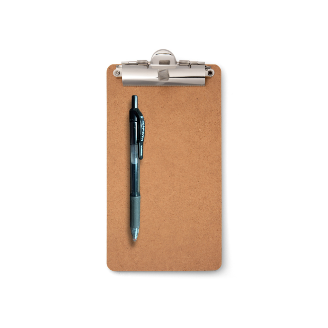 12-Pack 5-inch x 9-inch Receipt Clipboards with Low Profile Top Clip & Zebra Pen