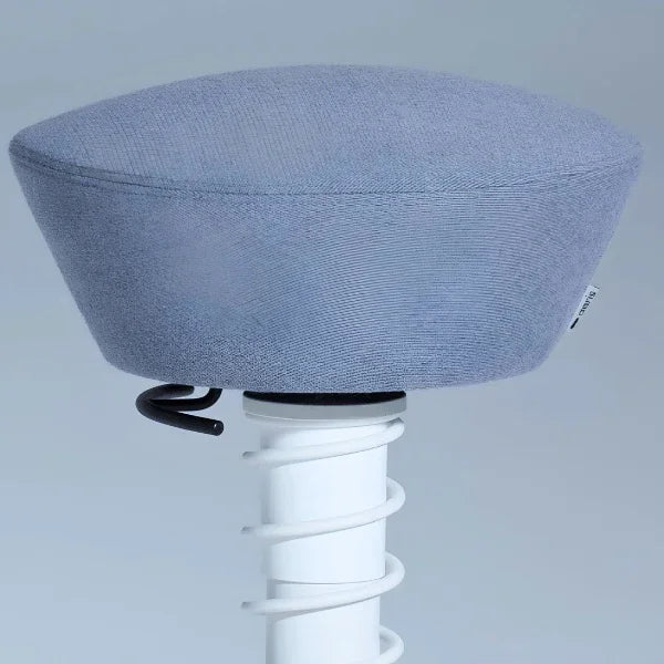 Aeris Swopper Ergonomic Office Stool with blue seat and white spring base