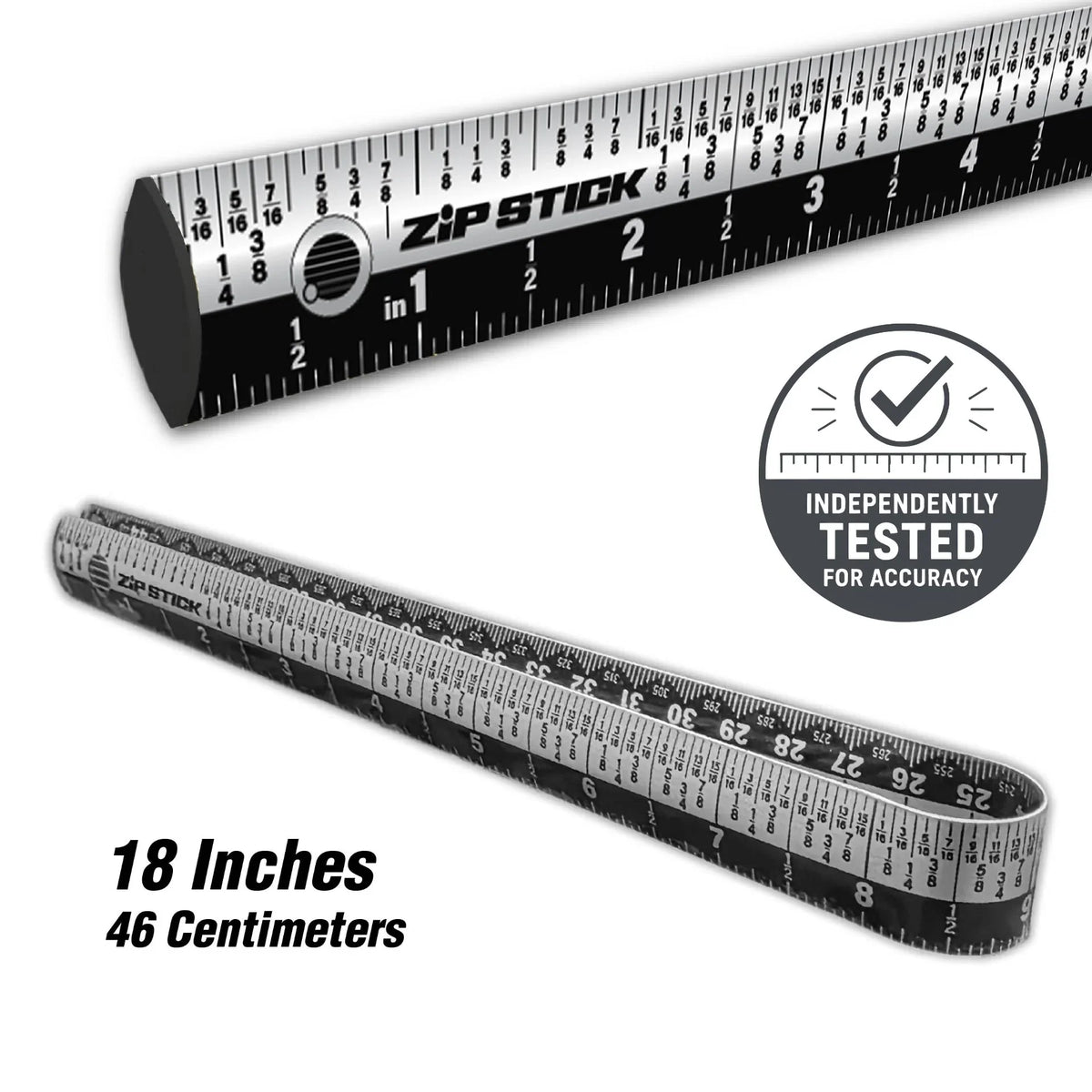 Victor Zip Stick 18 inch magnetic ruler showing measurement markings in inches and centimeters.