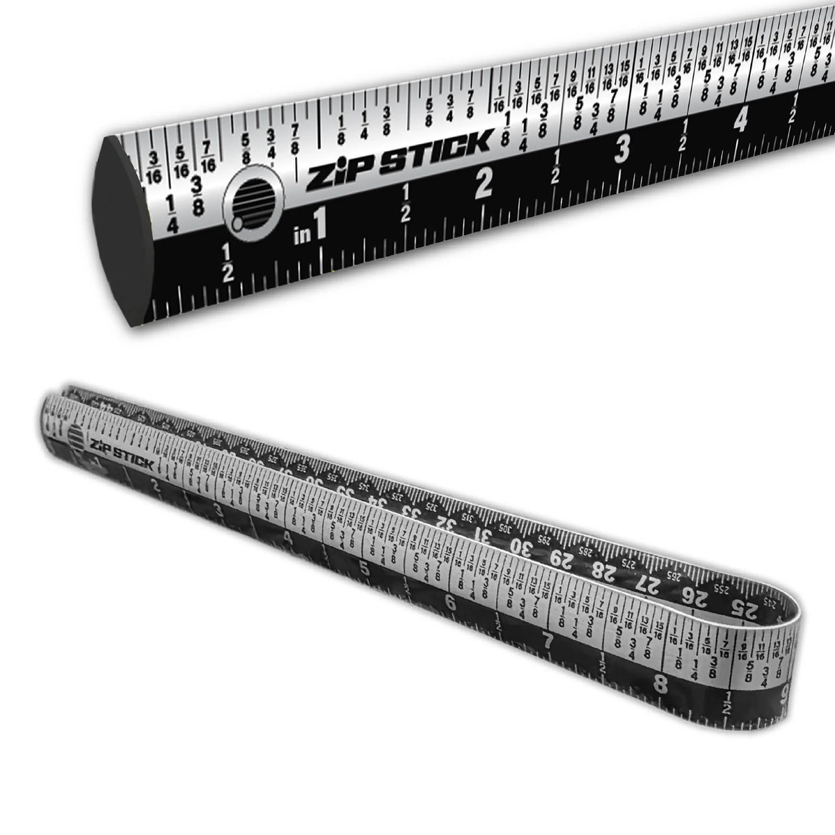 Victor Zip Stick 18-inch magnetic ruler shown straight and curved.