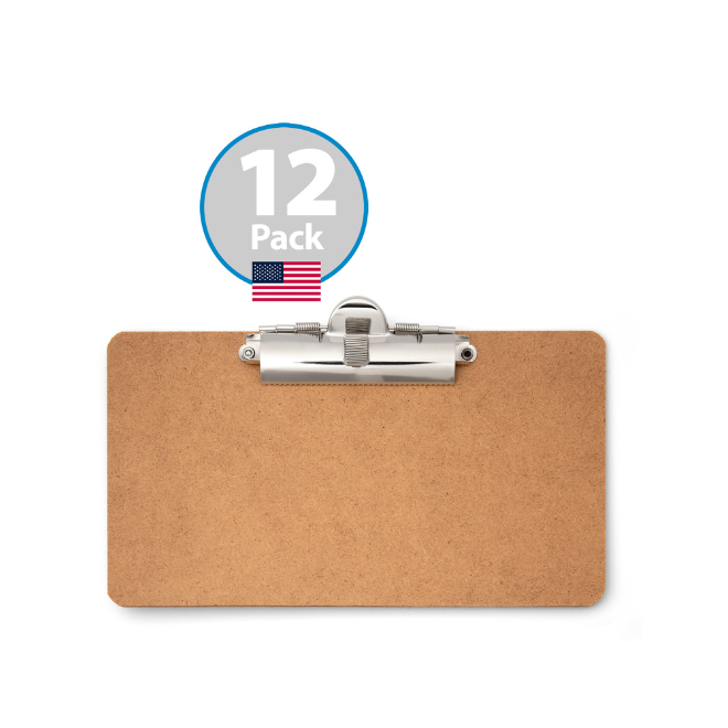 12-Pack 5-inch x 9-inch Memo Clipboard with Low Profile Metal Side Clip & Zebra Pen