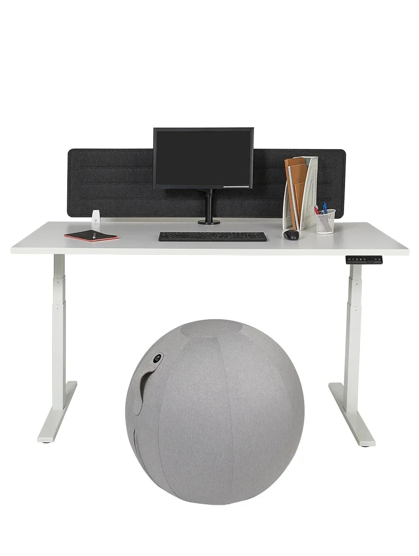 Alba MoveHop Ergonomic Seat Ball under a white standing desk