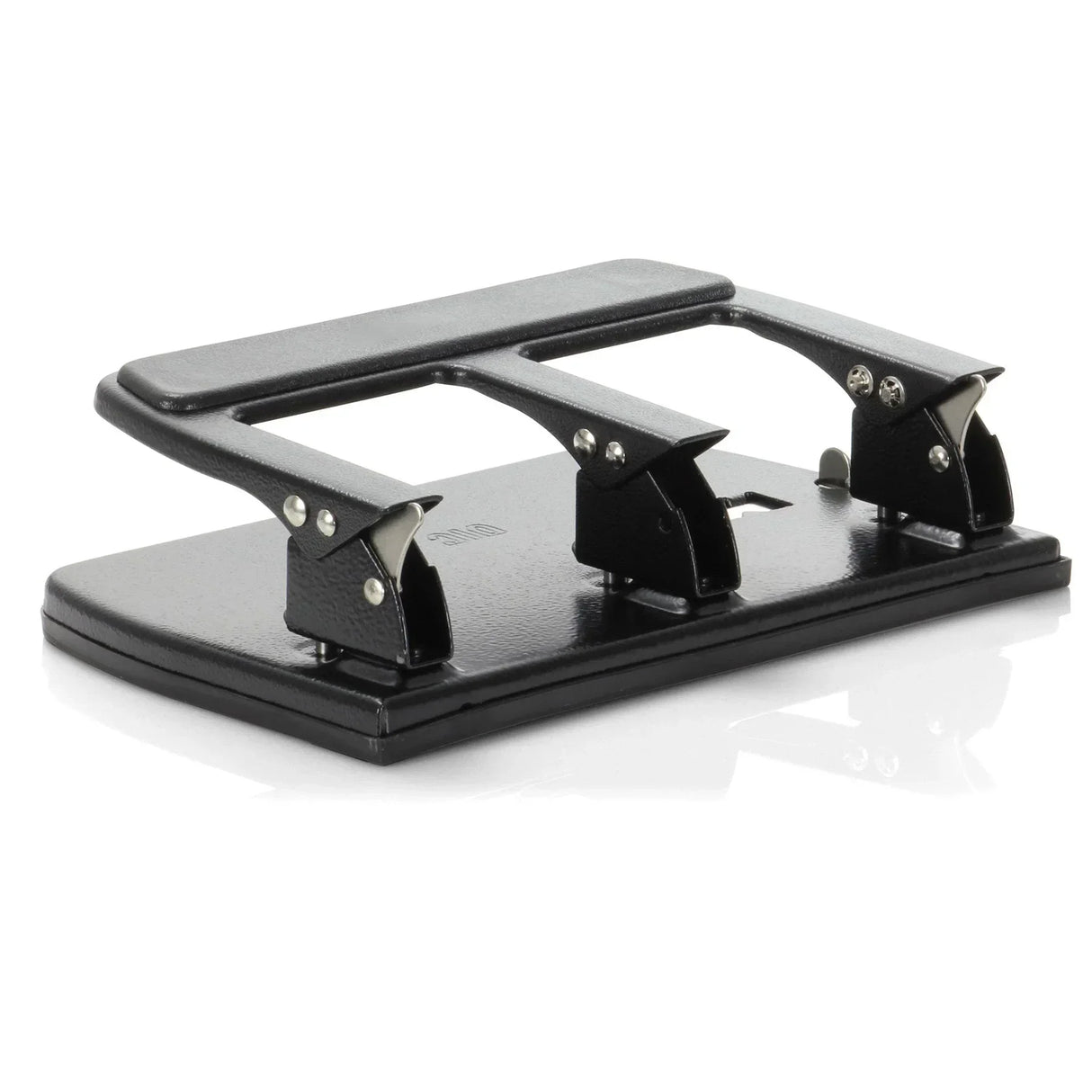 Black heavy-duty 2-hole punch for office or school paper organization