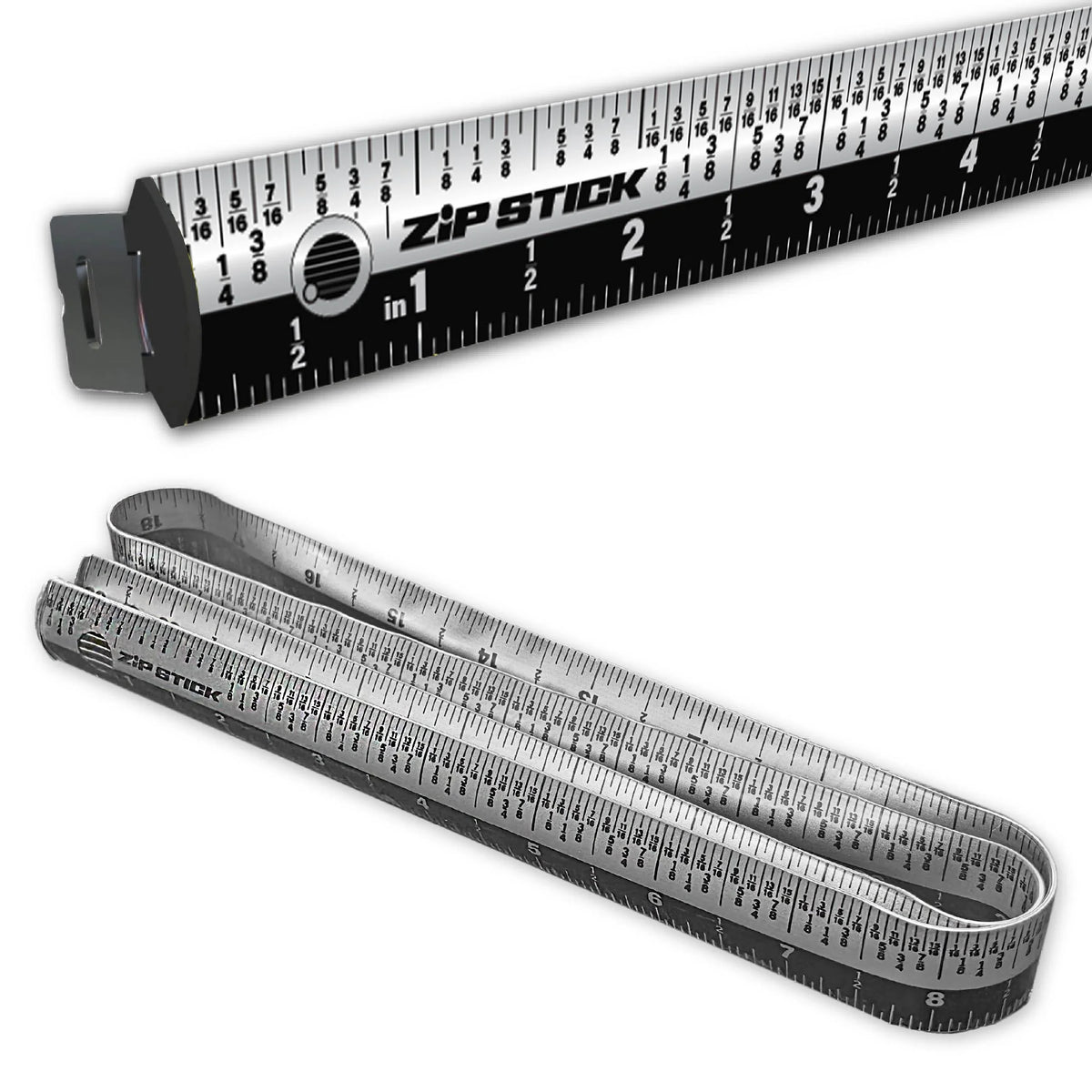Victor® Zip Stick 36-inch ProSpan magnetic measuring tool shown extended and folded.