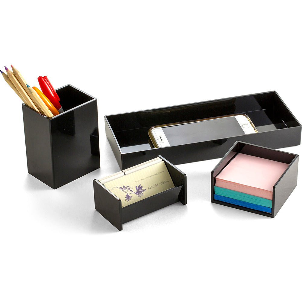 4-Piece Desk Organizer Set - Black