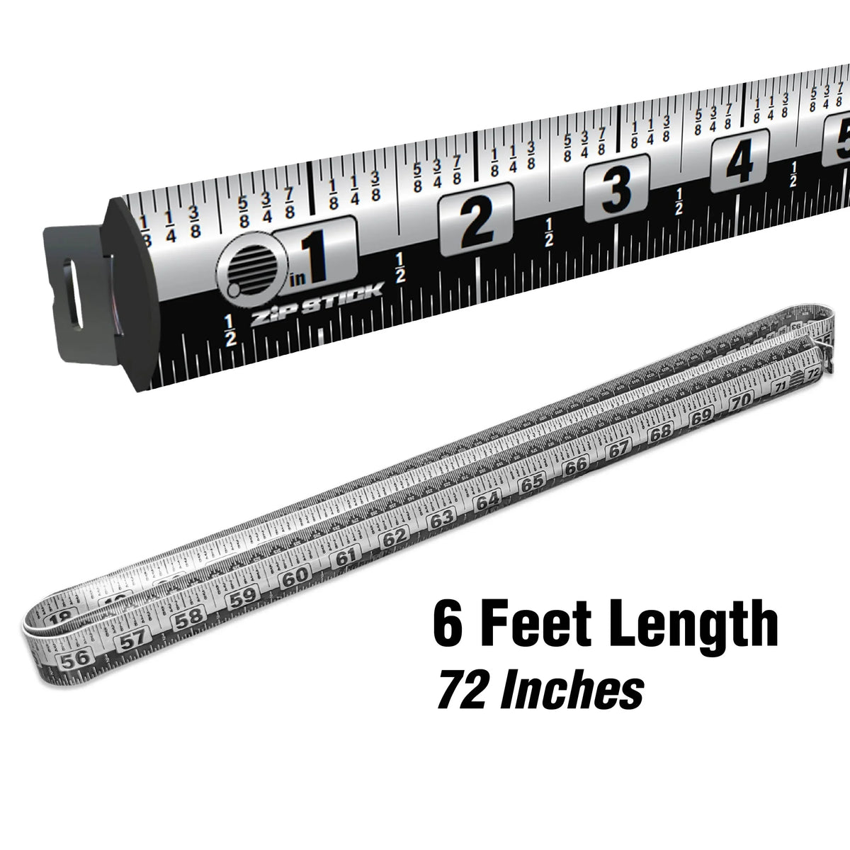 Victor Zip Stick 72 inch ProSpan Magnetic Measuring Tool extended and close-up view