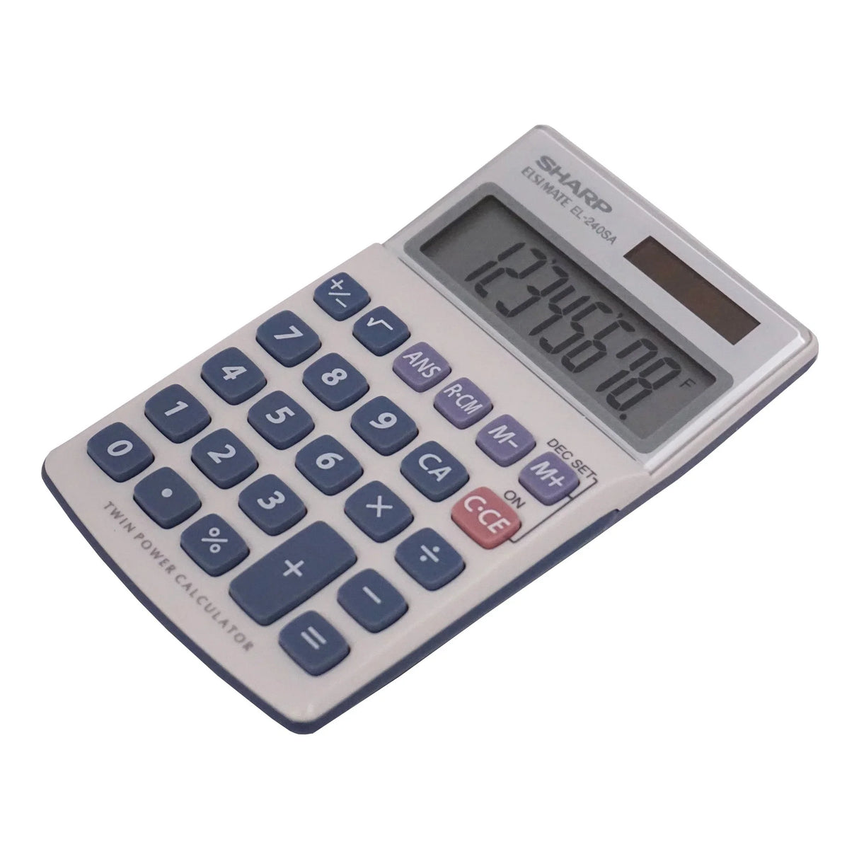 8-digit handheld calculator with solar panel and large buttons, office and school supply