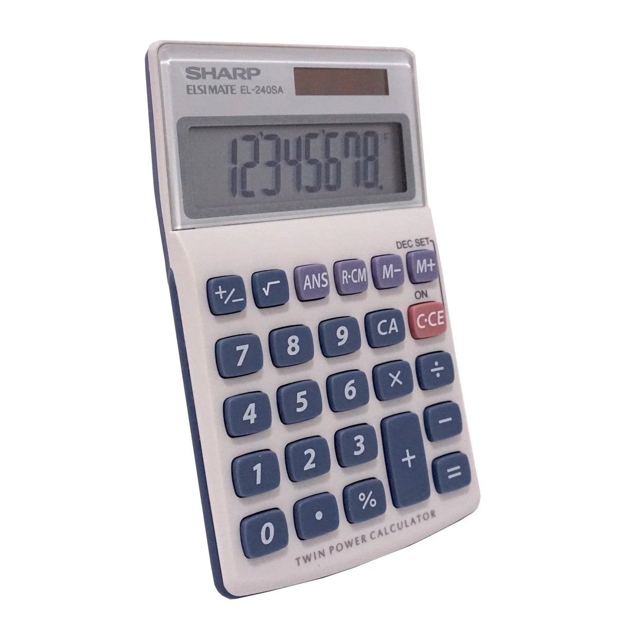 8-digit handheld calculator with large display and various function keys