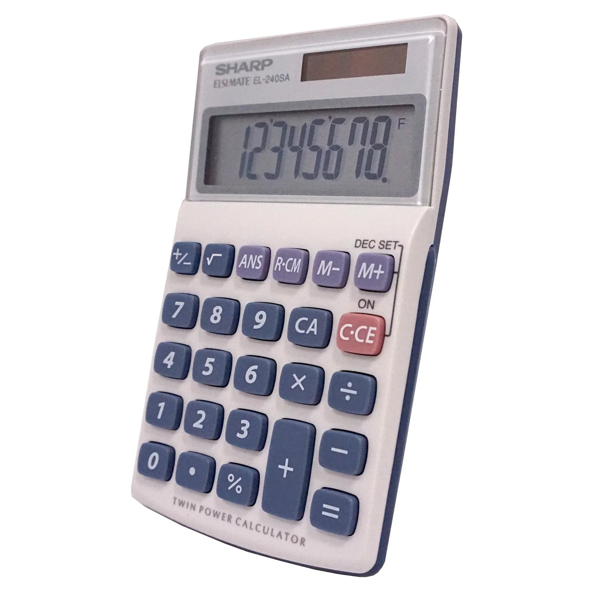 8-digit handheld calculator with large display and standard function keys