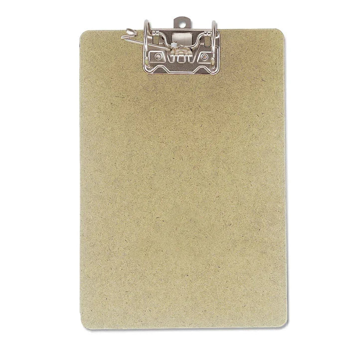 Sturdy brown clipboard with metal clip for office or school organization