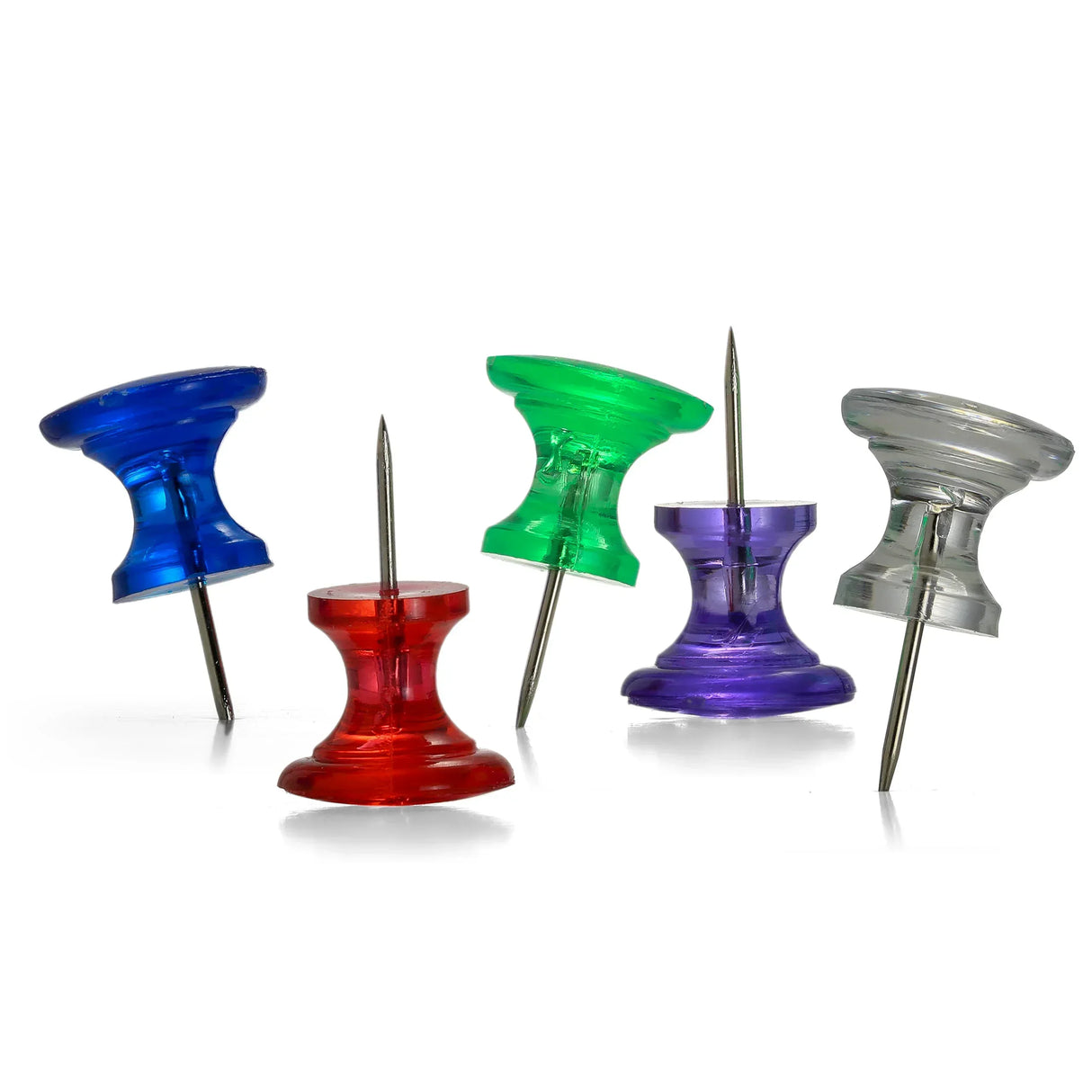 Colorful transparent push pins for office and school organization