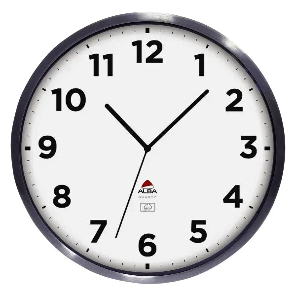 Alba Extra Inoxydable indoor outdoor wall clock with silver grey frame and white face
