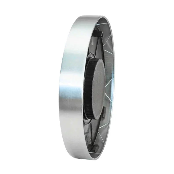 Side view of an Alba Extra Inoxydable indoor/outdoor clock in silver grey