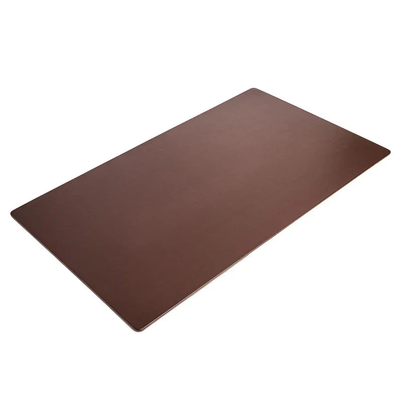 Brown leather desk mat, rectangular, 34 x 20 inches, on white background