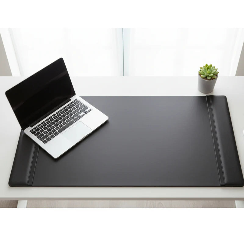 Dacasso Black Leather 34 x 20 Side-Rail Desk Pad