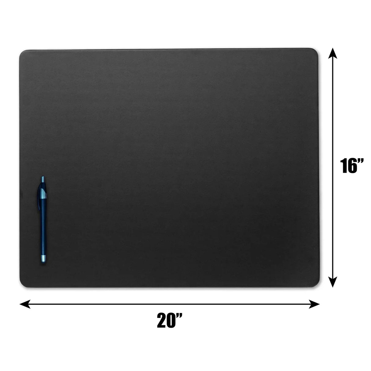 Black leatherette conference table pad 20 x 16 inches with pen for office desk protection