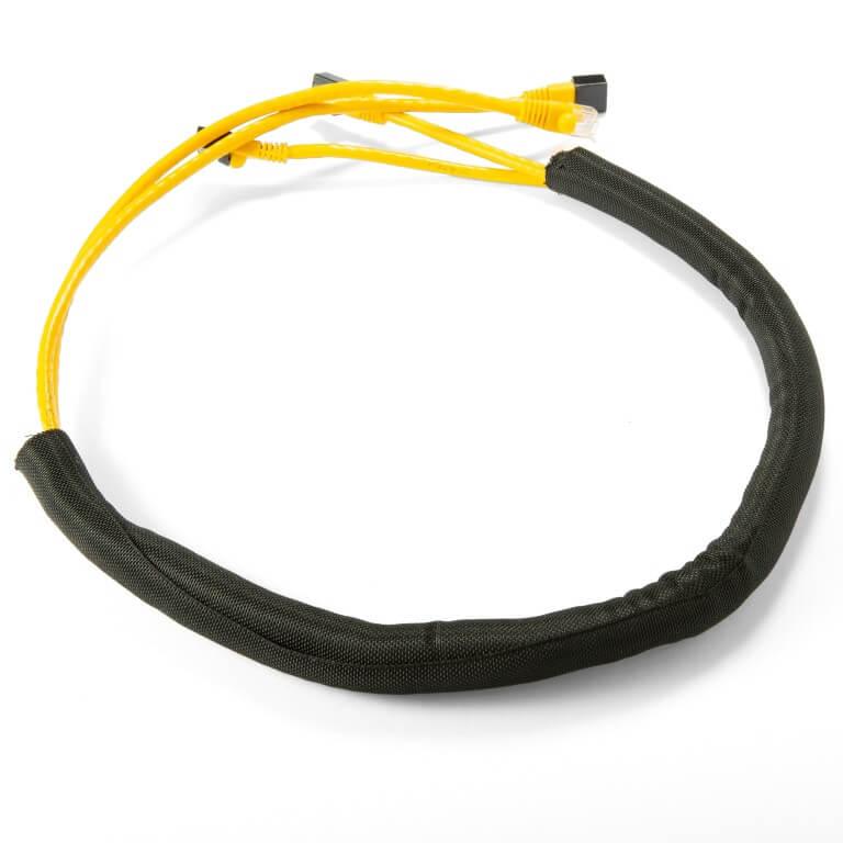 Victor® Cable Management Kit featuring yellow cables enclosed in a black mesh sleeve