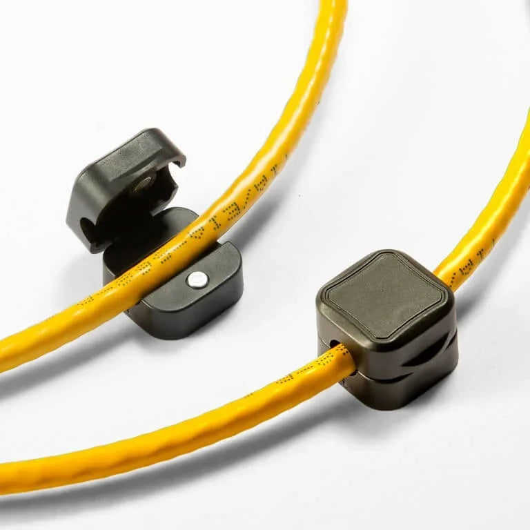 Victor® Cable Management Kit featuring black clips securing yellow cables