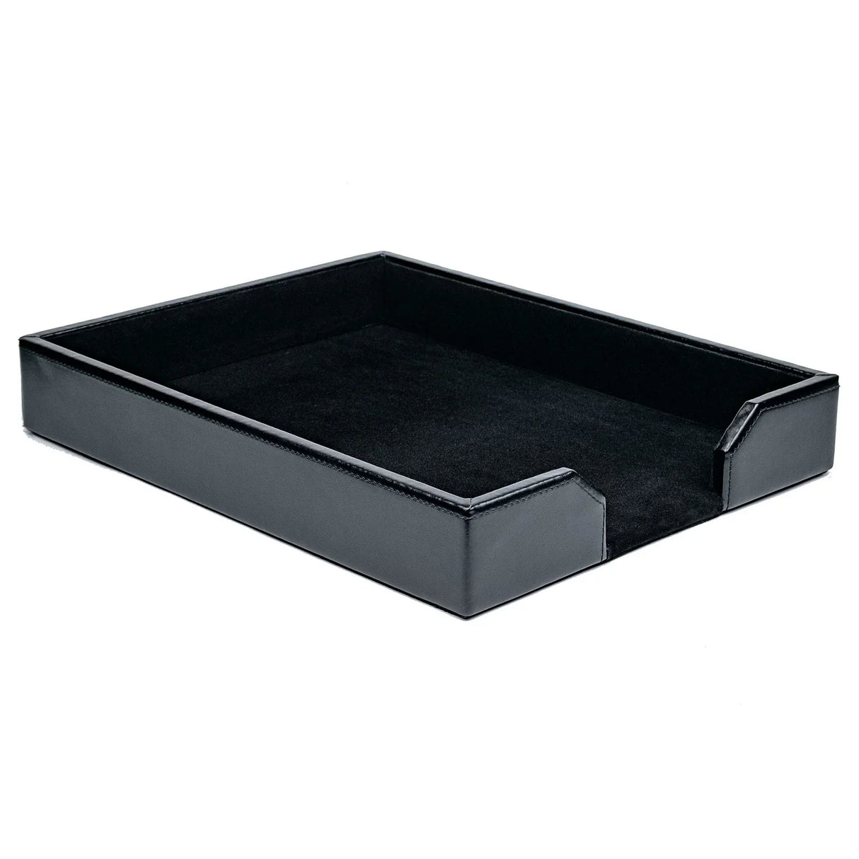 Black bonded leather letter tray for office desk organization