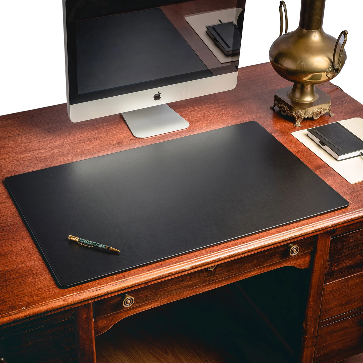 Dacasso Black Leather 34" x 20" Desk Mat without Rails