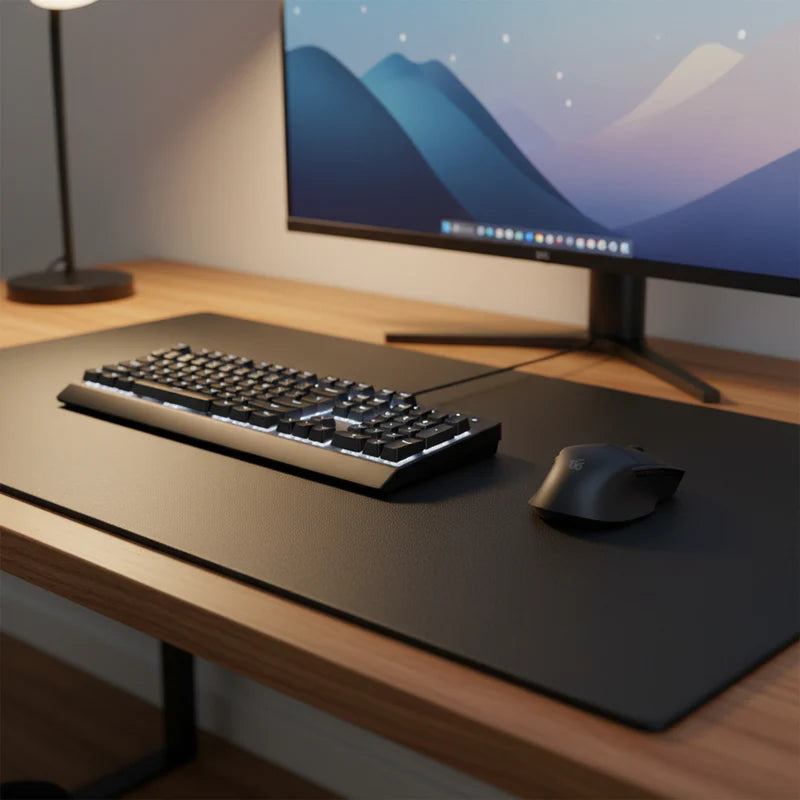Dacasso Black Leather 38" x 24" Desk Mat without Rails