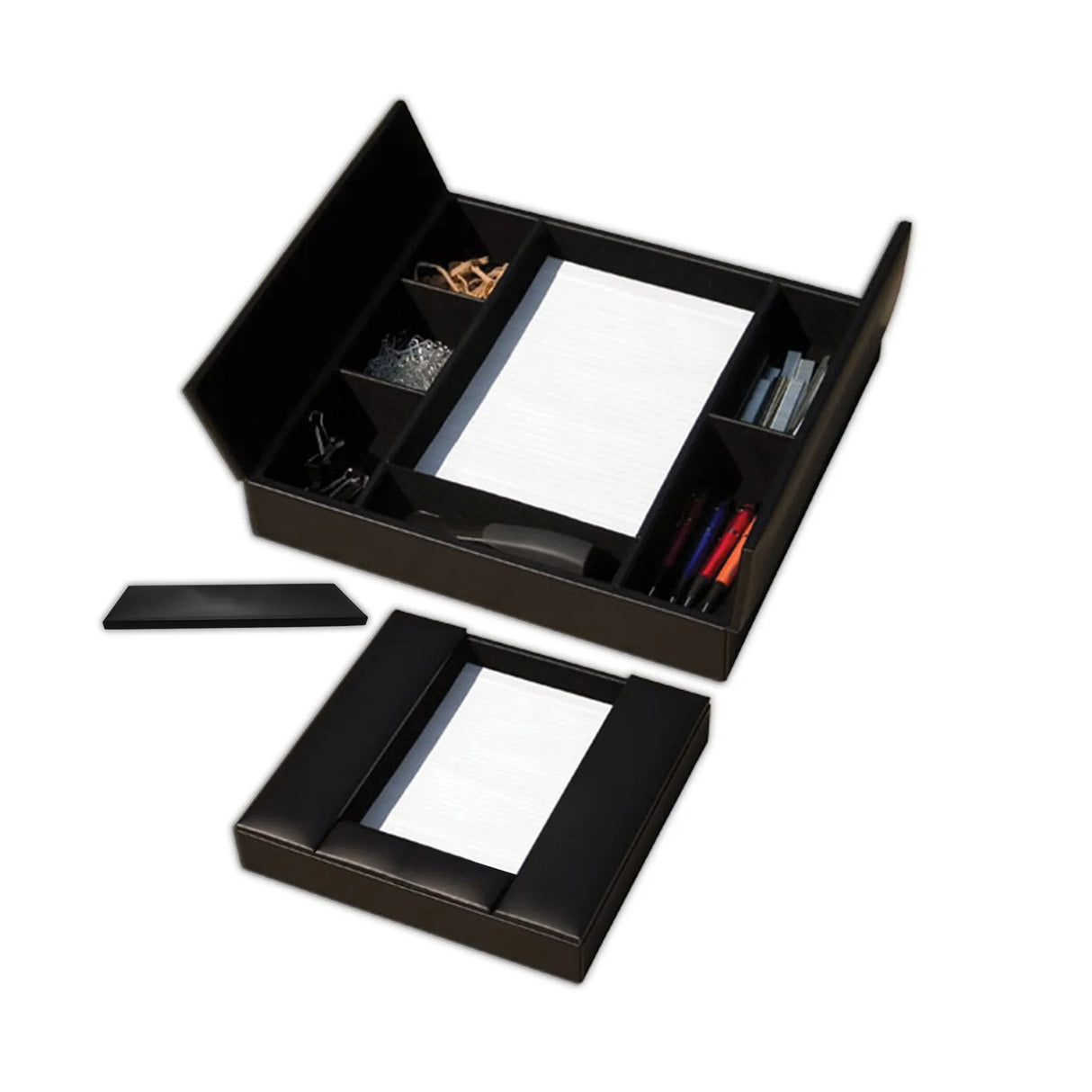 Dacasso Black Leather Enhanced Conference Room Organizer