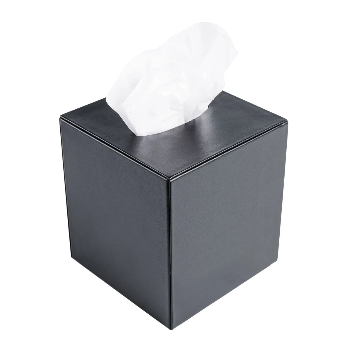 Dacasso Black Leather Tissue Box Cover