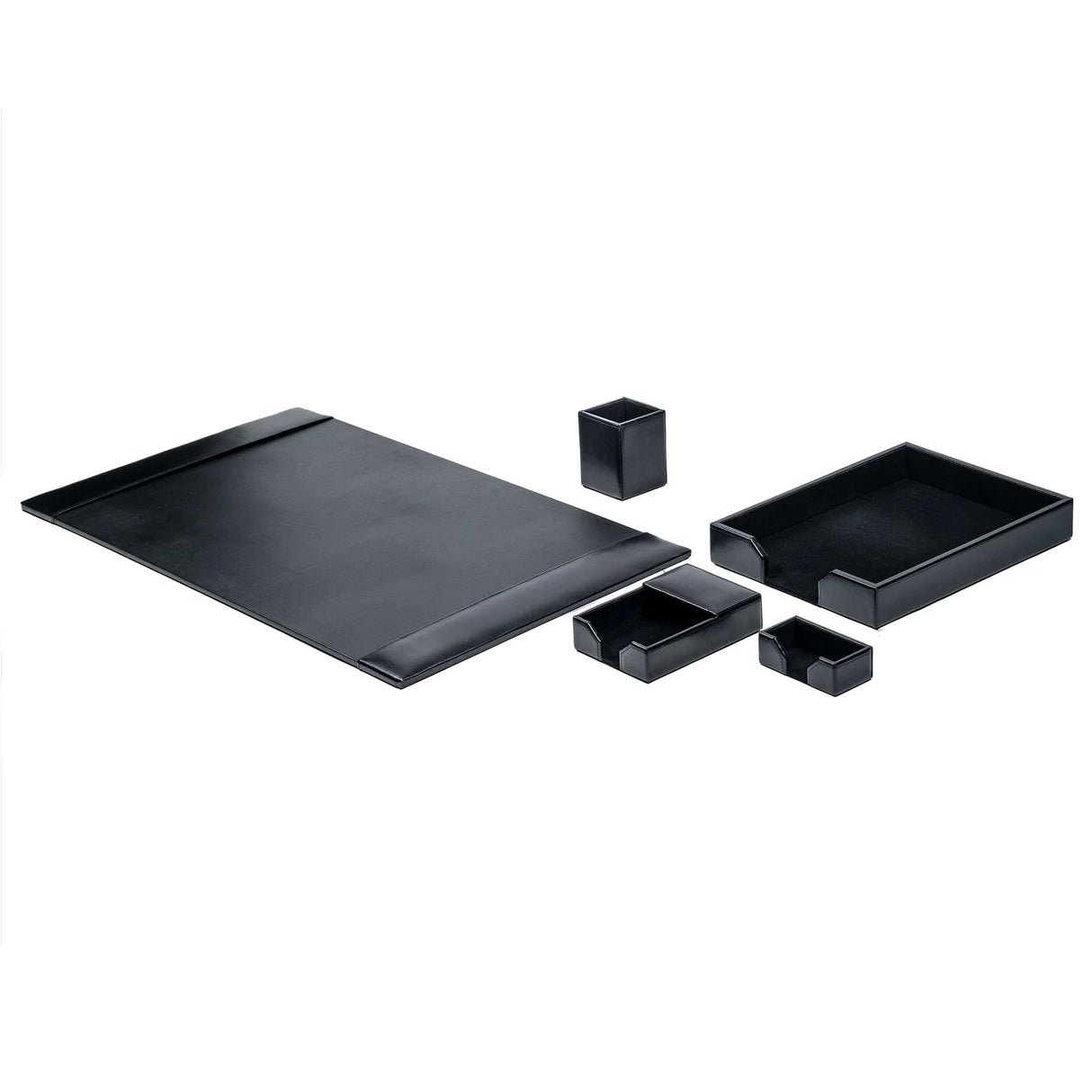 Dacasso Black Bonded Leather 5-Piece Desk Set