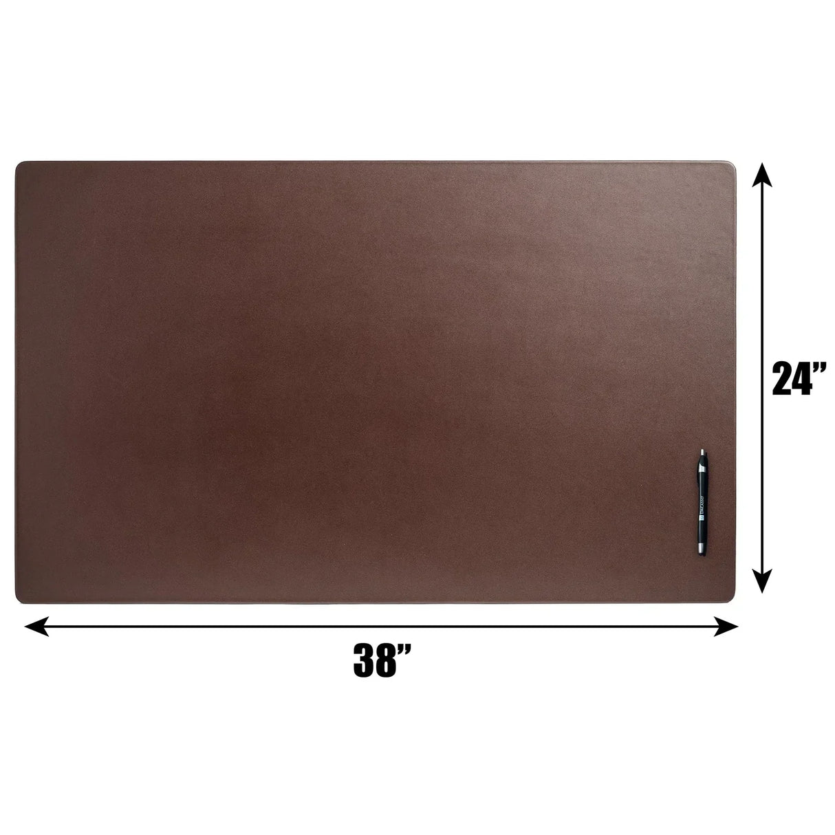 Chocolate brown leather desk mat 38x24 inches with pen for office workspace