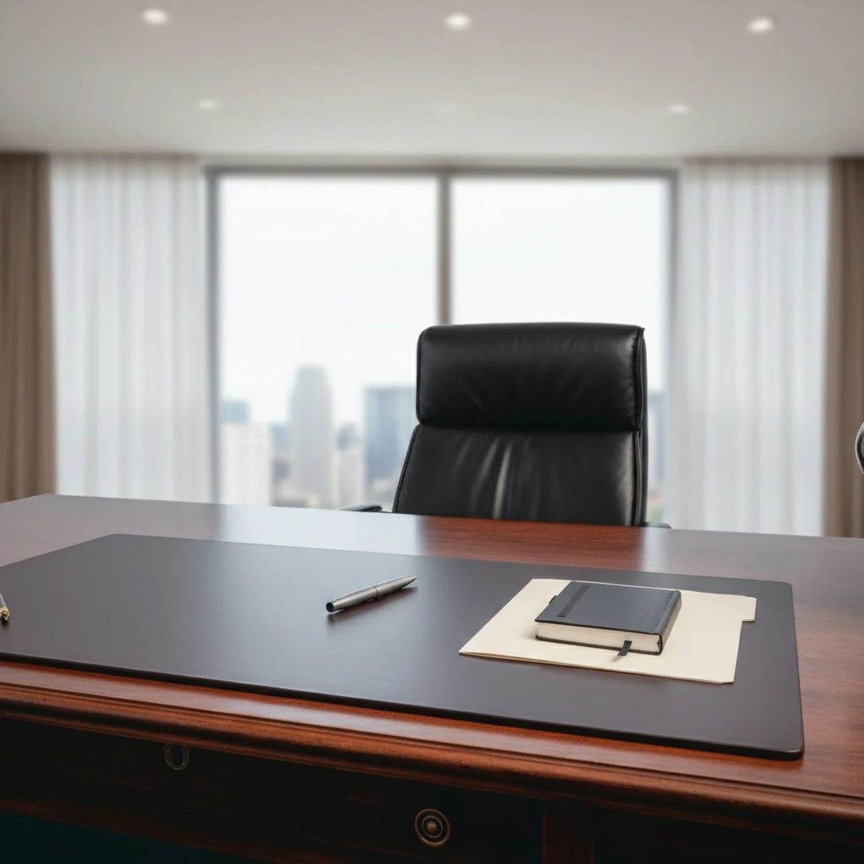 Dacasso Chocolate Brown Leather 38" x 24" Desk Mat without Rails