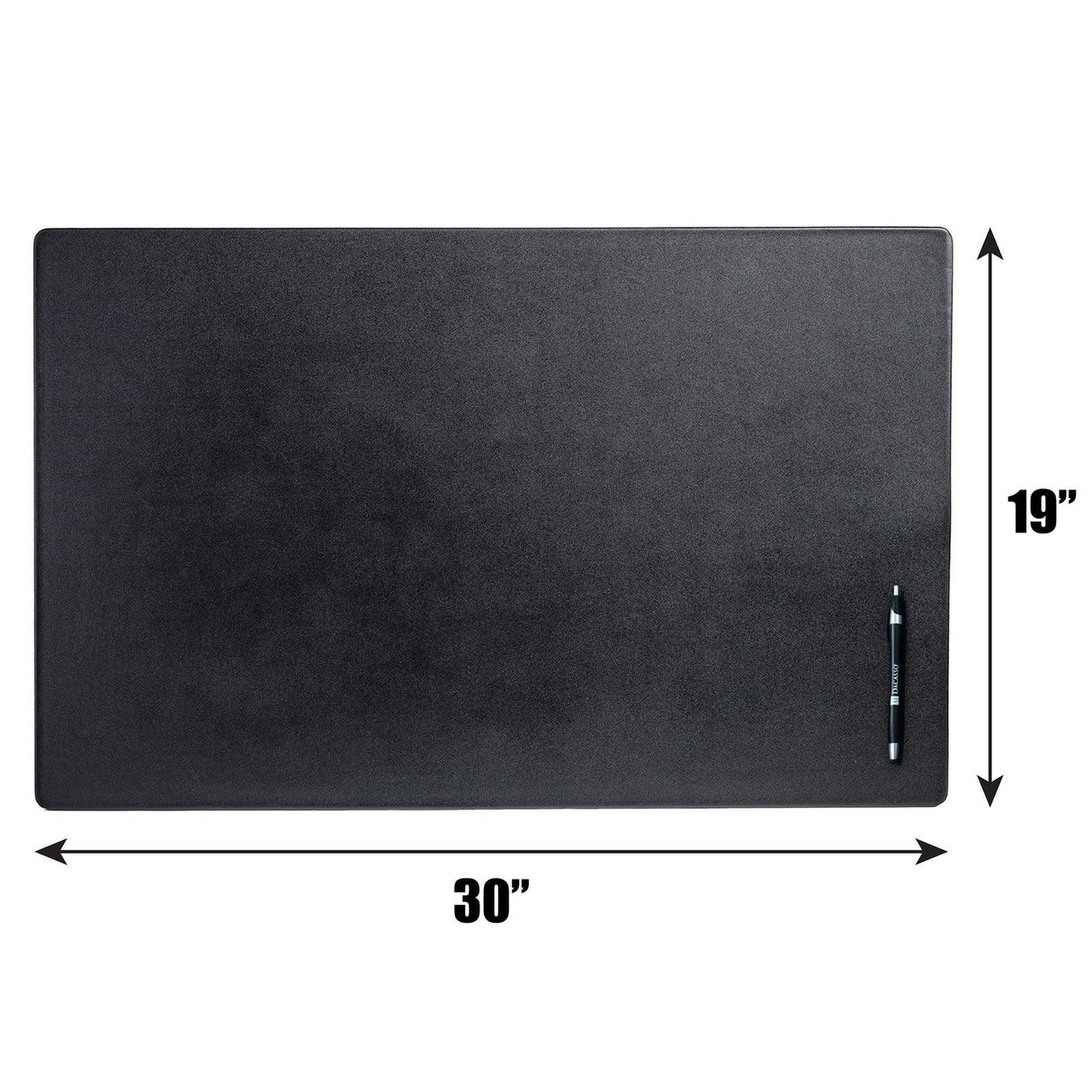 Black leather desk mat 30 x 19 inches with pen for office workspace organization