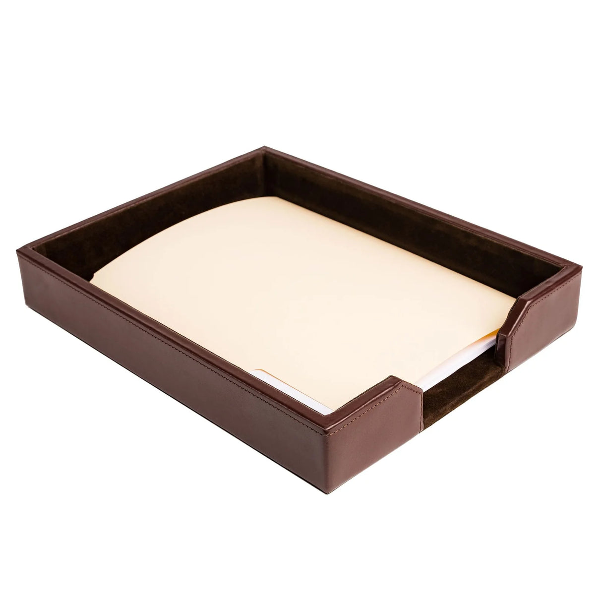 Dacasso Dark Brown Bonded Leather Letter Tray