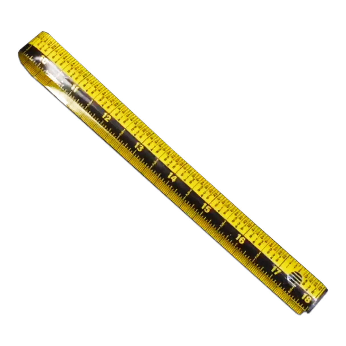 Yellow Zip Stick with black border on a white background, folded in half