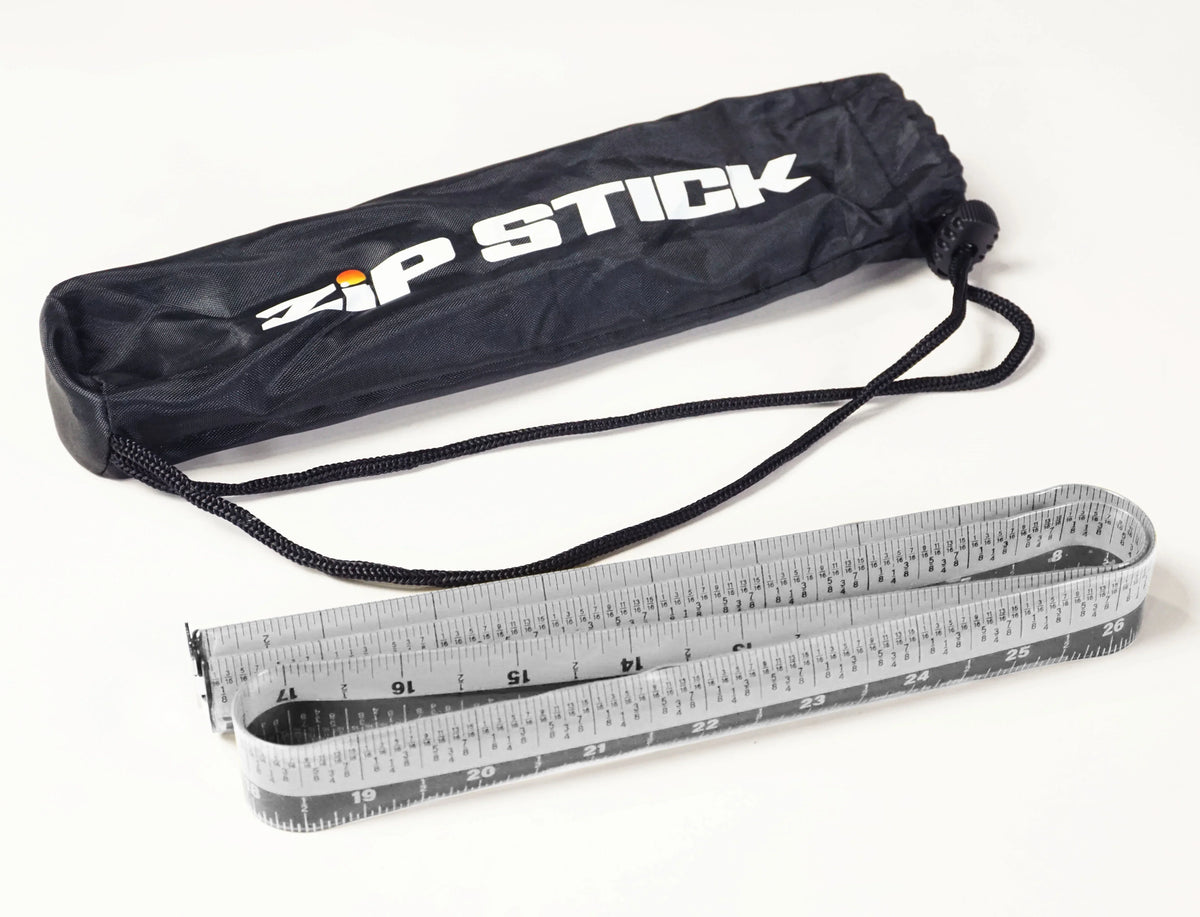 Victor® Zip Stick 36" ProSpan magnetic measuring tool and its black carrying case.