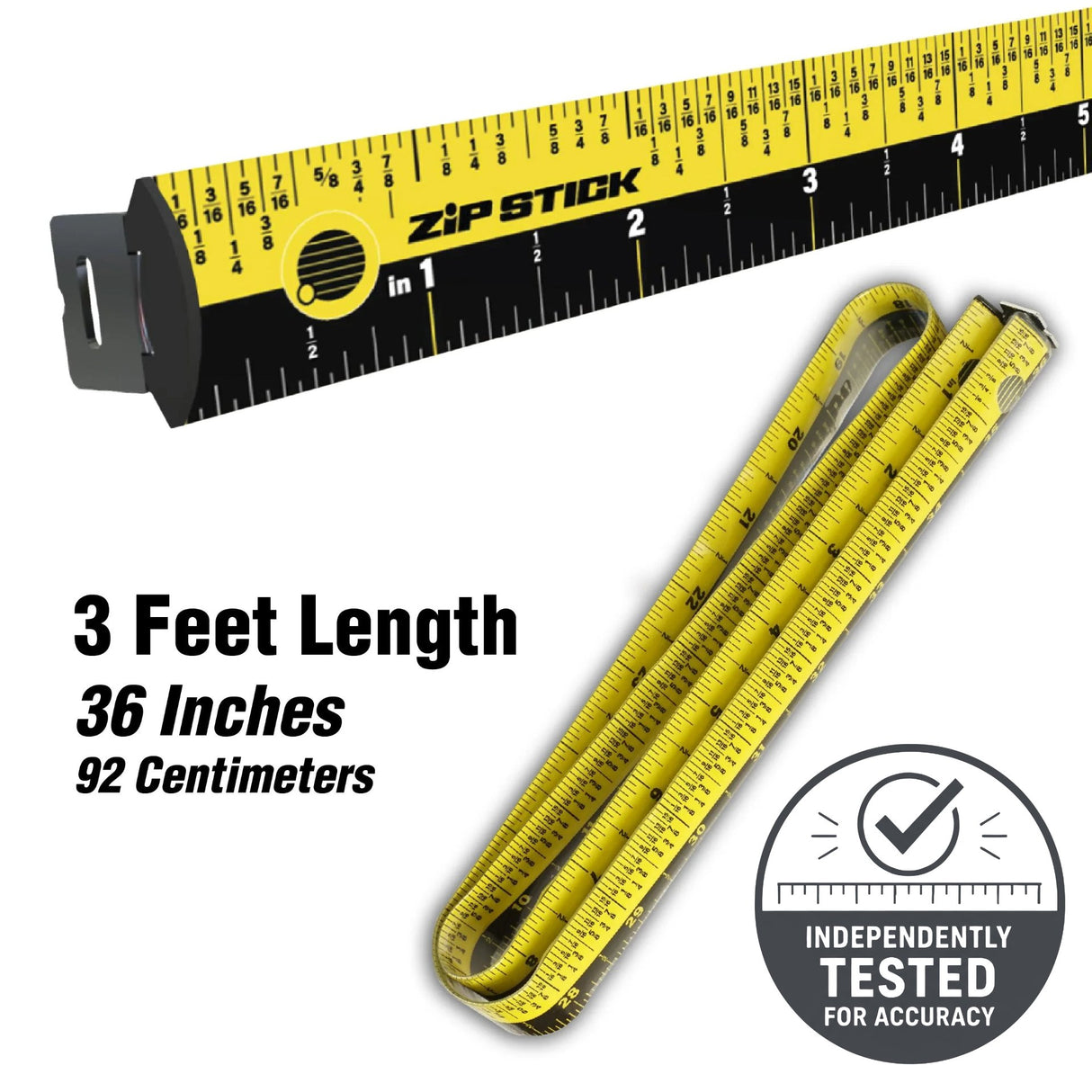 Yellow and black Zip Stick with 'Zip Stick' branding on a white background