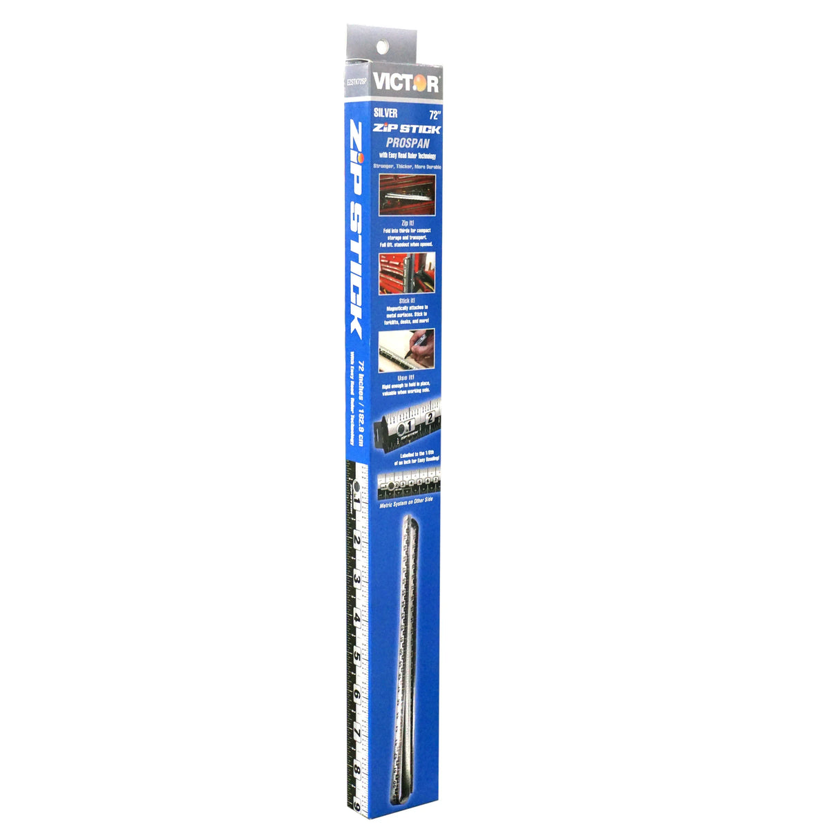 Victor® Zip Stick 72 inch ProSpan magnetic measuring tool in product packaging