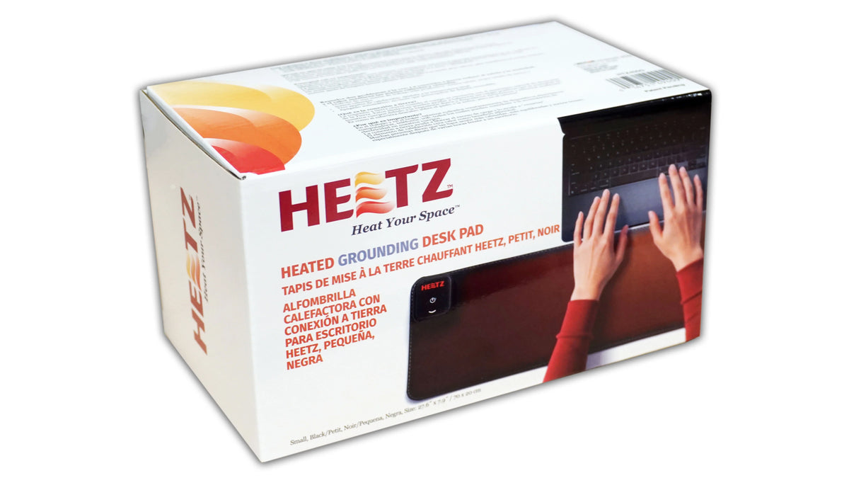 Packaging for Victor® Heetz Small Heated Grounding Desk Pad in black.