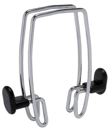 Metal wire binder clip with black plastic grips for office document organization